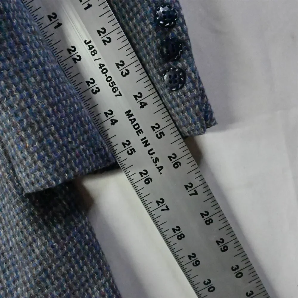 Vtg Pagano West 48L Blue‎ Tweed Wool Western Yoke Mens Blazer Jacket Sport Coat